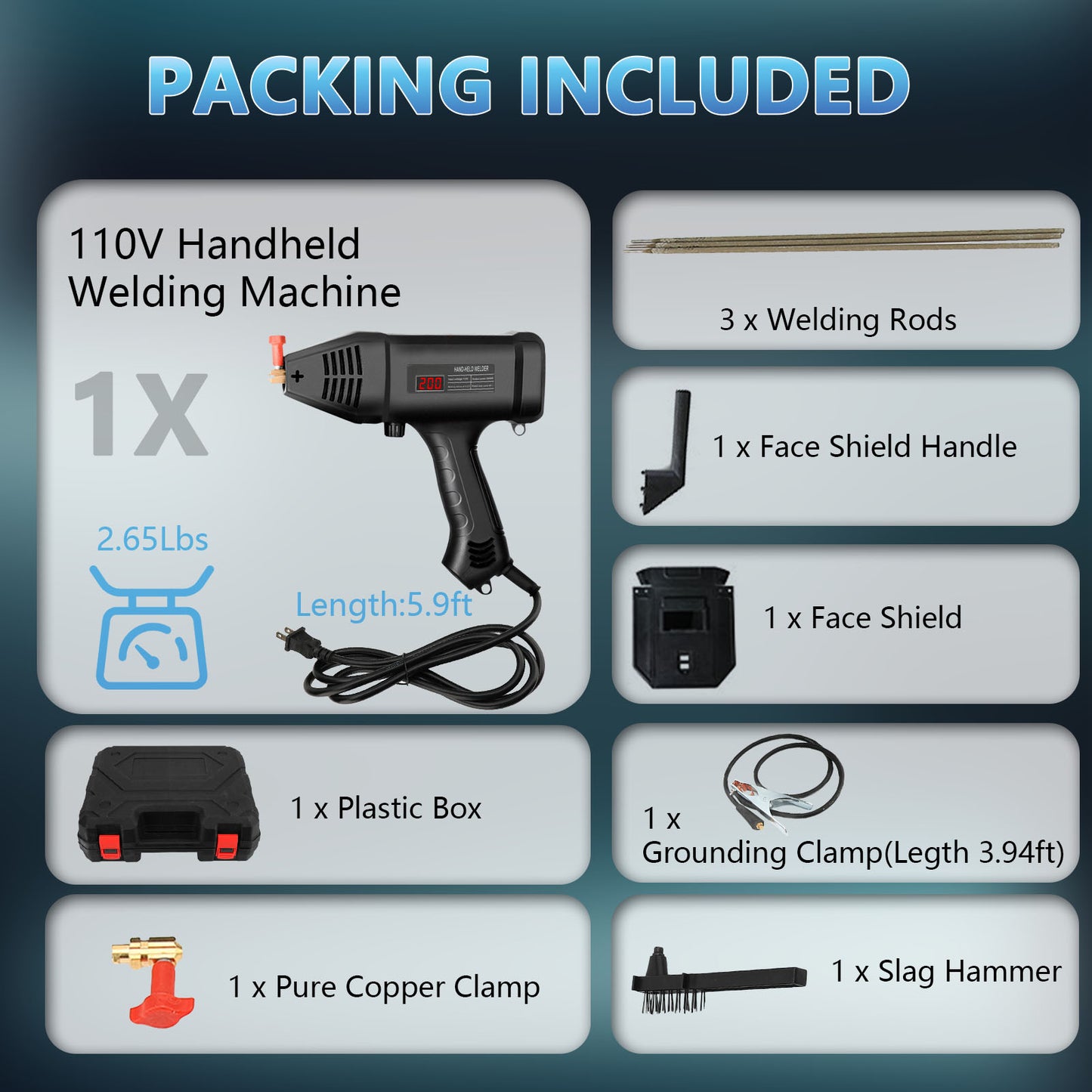 3000W Portable Handheld Stick ARC Welder Machine, 20-200A Adjustment Current, Digital Display, IGBT Inverter, Electric Welder Machine Kit Fit for 3/32"- 1/8" All Size Rod