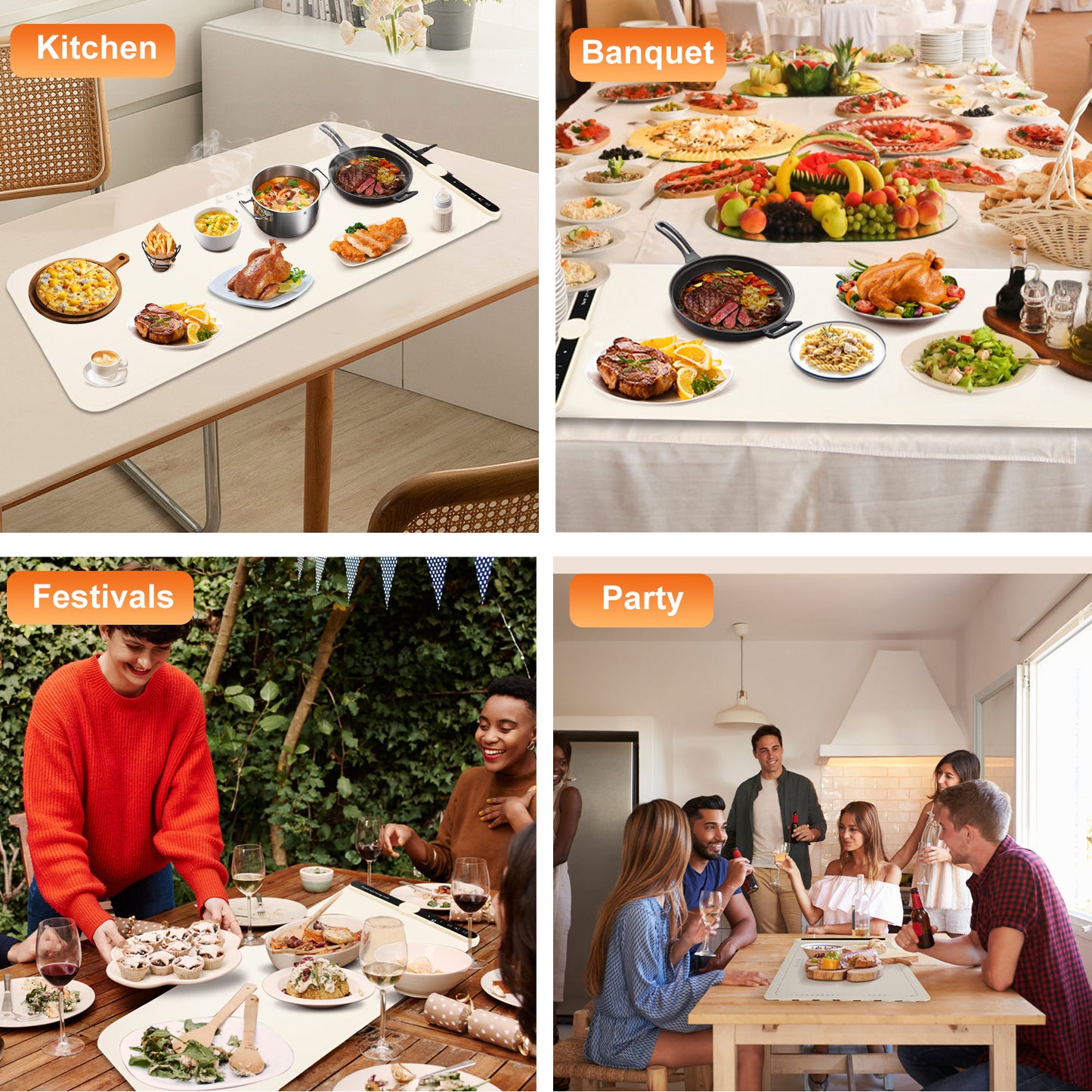 Food Warming Mat, (XL 32"x15") Electric Warming Tray for Buffets Party, Fast Heating for Food with 9 Level Adjustable Temperature and 6 Hours Timer,18 Hours Auto Shut Off, Food Warmer