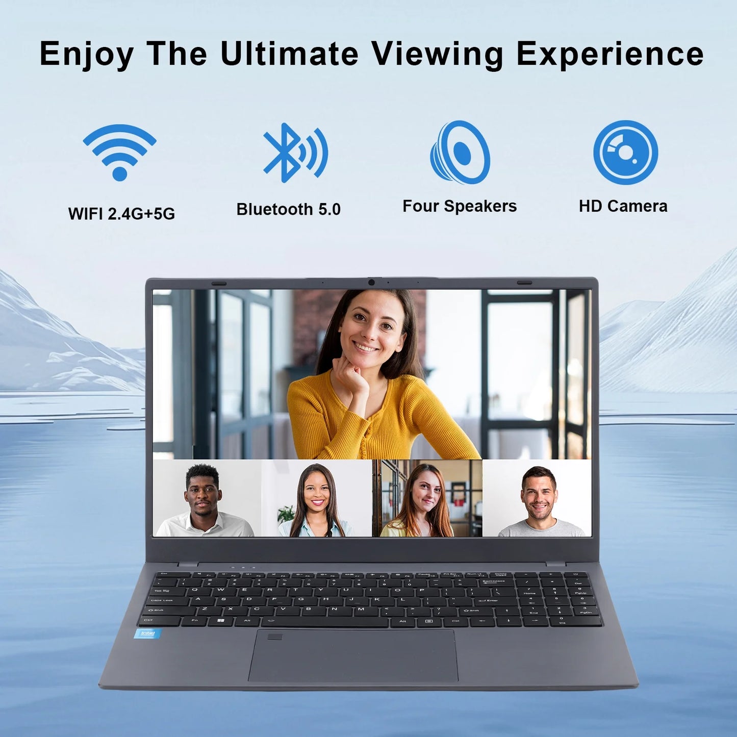 15.6 inch Laptop Computer 16GB DDR4 256GB SSD Quad-Core Intel N5095 Processors Windows 11 Notebook 1920*1080 FHD IPS Display, WiFi, Bluetooth, Fingerprint, Backlit Keyboard, Office Laptop, Gray