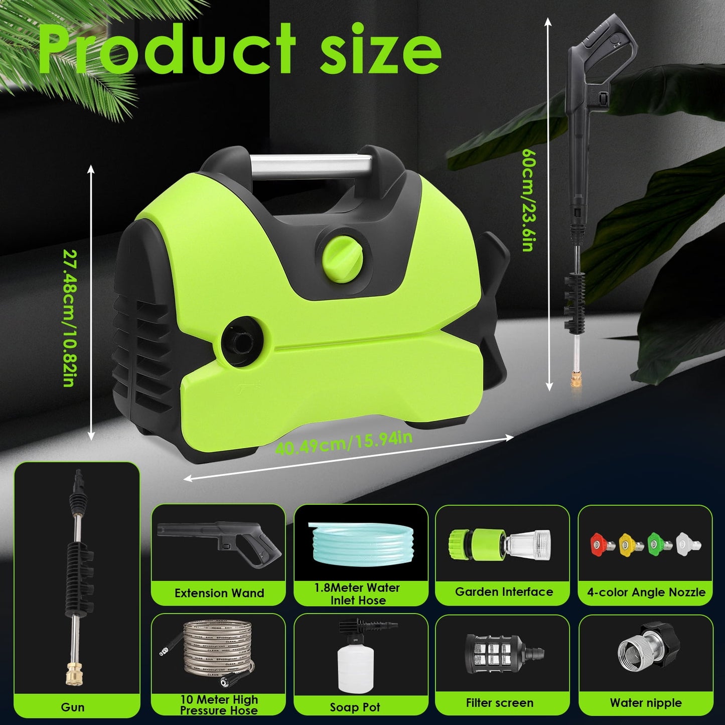 Electric Pressure Washer, 2200 PSI, Max 1.4 GPM Power Washer w/ 32 Ft Hose, 4 Quick Connect Nozzles, Foam Cannon, Portable To Clean Patios, Cars, Fences, Driveways