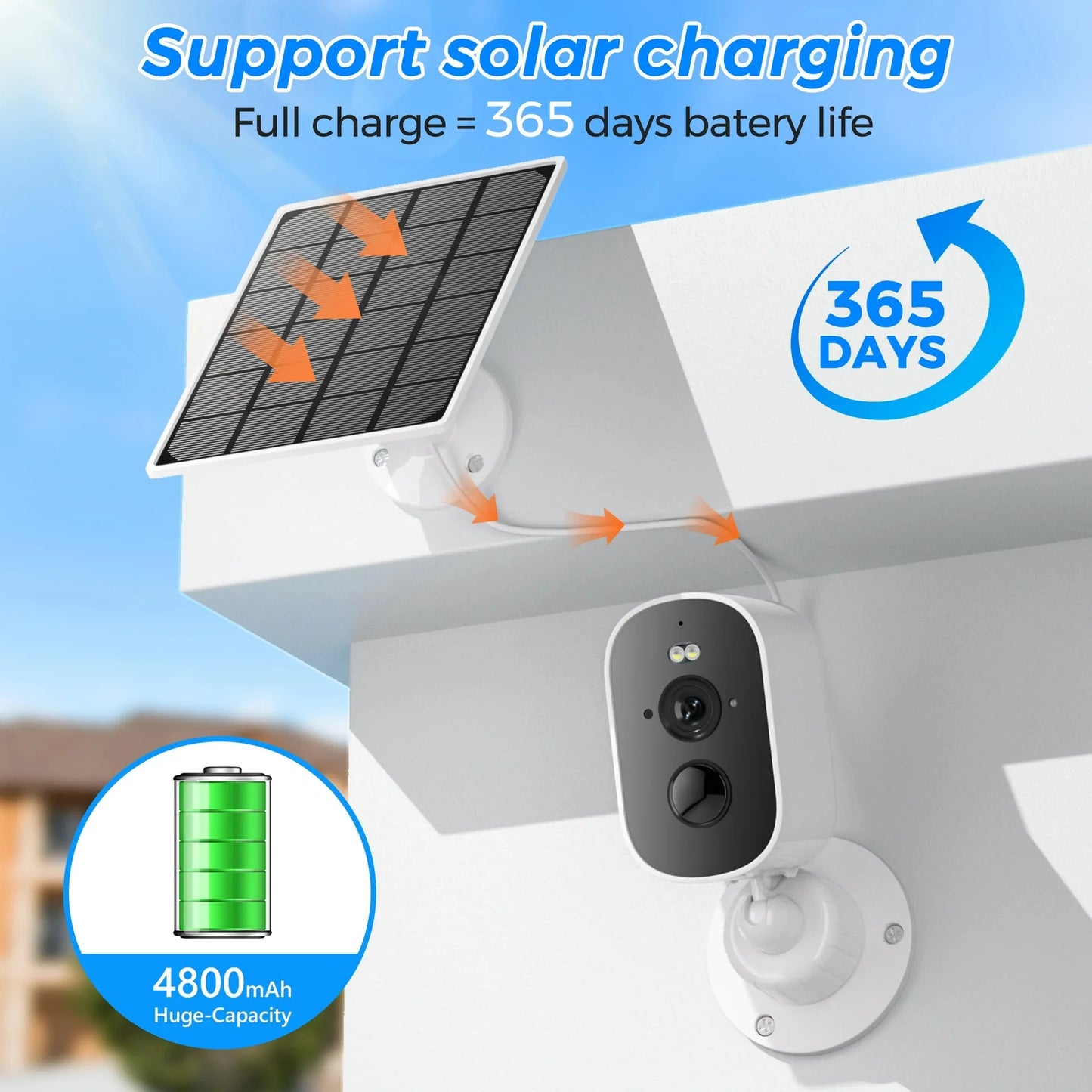 2K Security Cameras Wireless Outdoor 4MP WiFi Camera for Home Surveillance System Floodlight Color Night Vision, PIR Motion Detection,Live Talk,IP65 Waterproof, Comes with 64GB SD Card/Cl-oud Storage