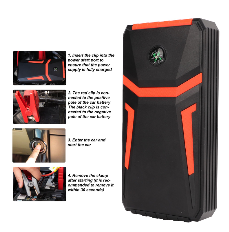 Car Jump Starter, 1500A Peak 10000mAh 12V Portable Battery Jump Starter with LED Light, Suitable for 6.0L Petrol and 4L Diesel