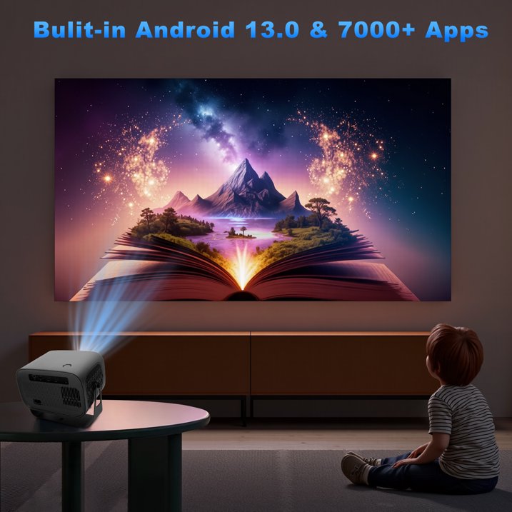Mini Projector with WiFi and Bluetooth, 4K Support Portable Outdoor Movie Projector with Auto Keystone & 360°Adjustable Stand, 150'' Screen 1080P Proyector Compatible with TV Stick/iOS/Android/Laptop
