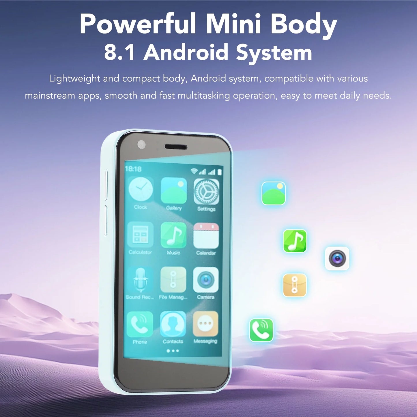 Mini Phone 3.0" HD TouchScreen Mini Smartphone Quad Core 2GB RAM 16GB ROM, 3G Unlocked Android Compact Mobile Phone for Students Pocket Cell Phone Support WiFi Bluetooth MP3 MP4, Green