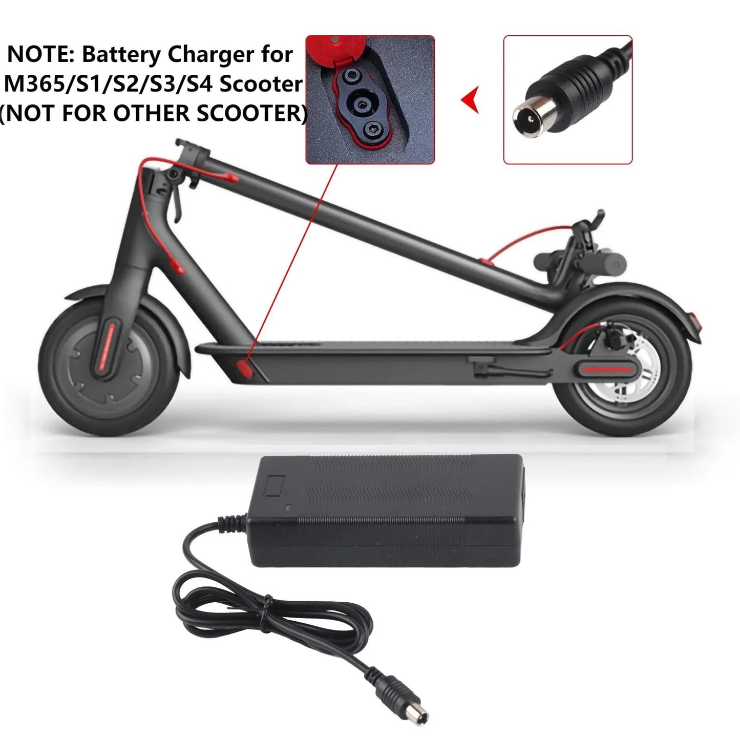 Eotvia Electric Scooter Charger, 42V 2A Battery Charger for M365/S1/S2/S3/S4 Scooter(NOT FOR OTHER SCOOTER), for Professional Outdoor Scooter Scooter Lovers