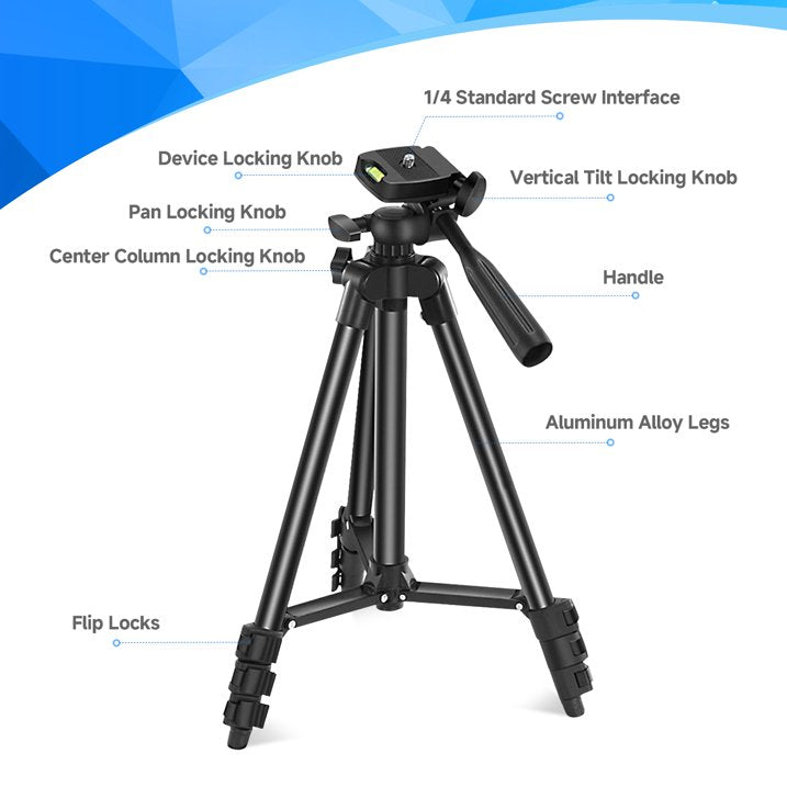 Selfie Stick Phone Tripod Vlogging Kit with Wireless Remote Microphone LED Light Rotating Phone Holder for Live Stream, Instagram TikTok, YouTube, Tripod for iPhone, Android & Cameras