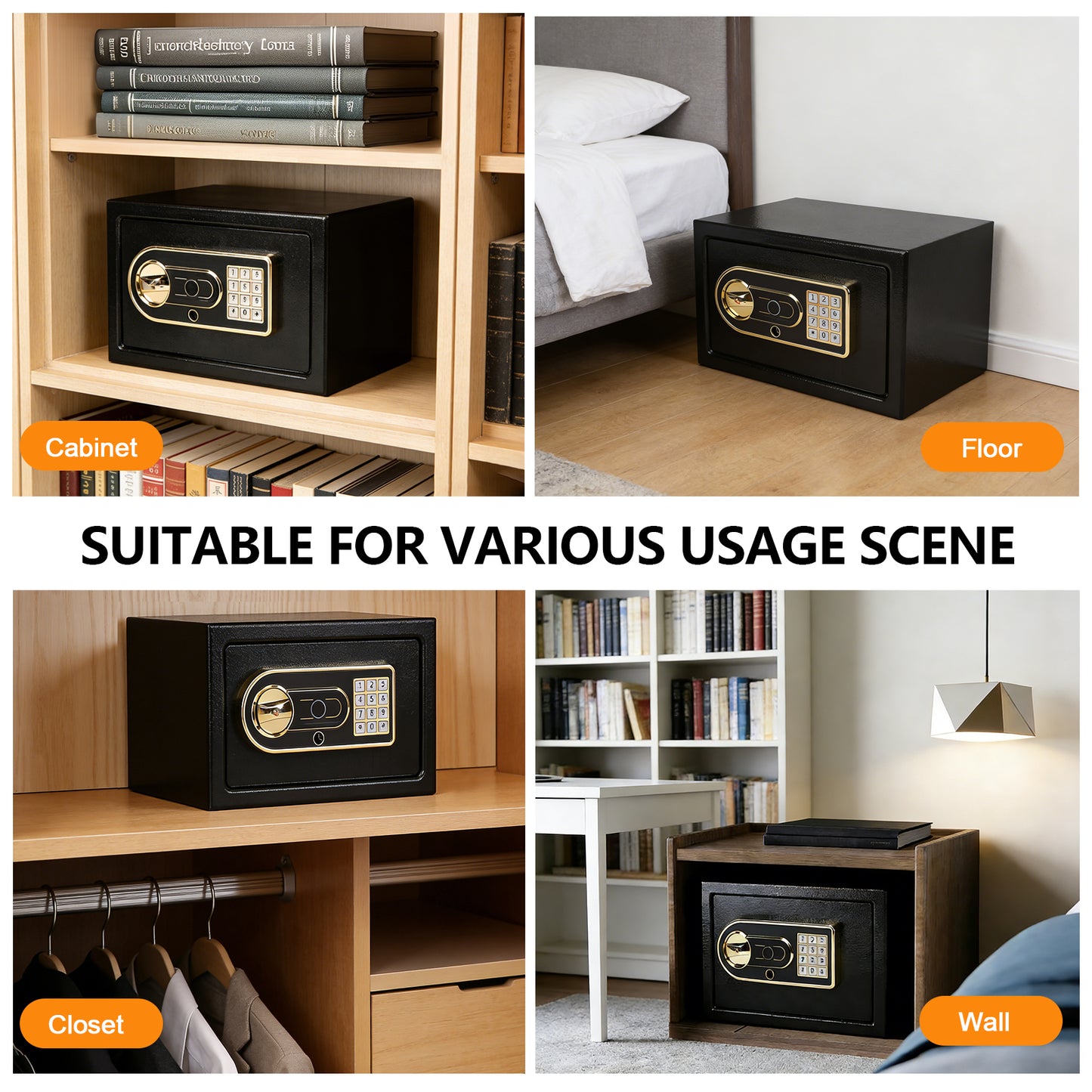 0.4 Cuft Fingerprint Safe Box, Electronic Digital Security Safe with Alarm & Fireproof Bag for Home Office Hotel