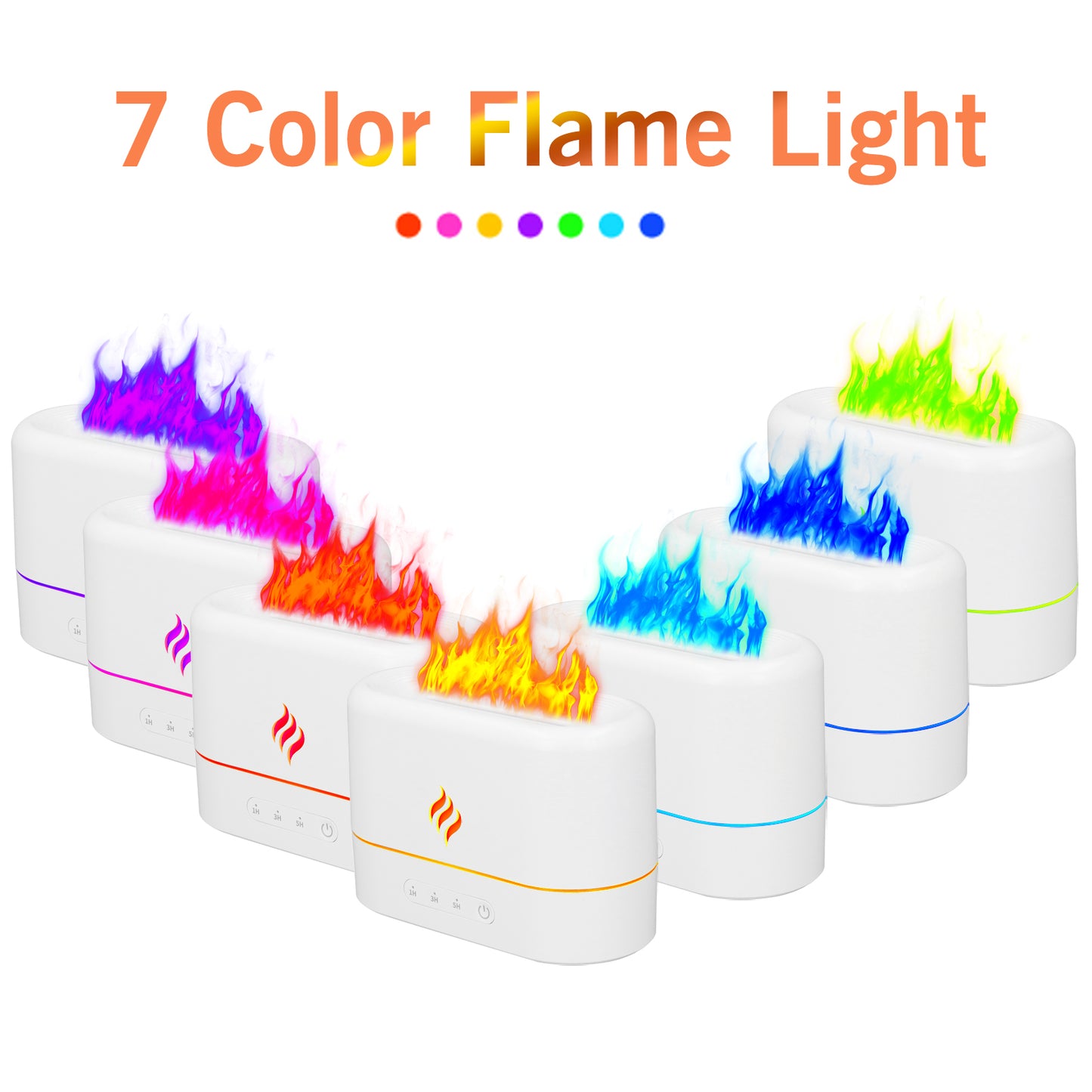250ML Flame Diffuser Humidifier with Night Light, 7 Flame Colors Essential Oil Diffuser, Waterless Auto Shut-off, 3 Time Setting for Home, Office, Room,White