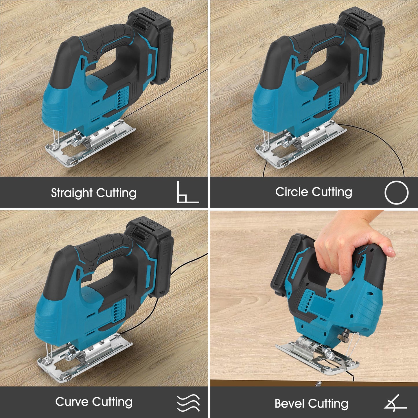 20-Volt 900W Cordless Orbital Jigsaw Kit With 2.5Ah Lithium-Ion Battery,Blue