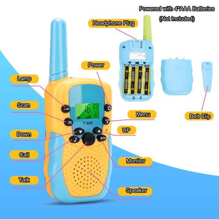 3 Pack Walkie Talkies for Kids Long Range, 22 Channels 2 Way Radio Toy with Flashlight and LCD Screen, 3 Miles Range Walkie Talkies for Kids Adults Outside Adventures, Hiking, Camping, Birthday Gifts