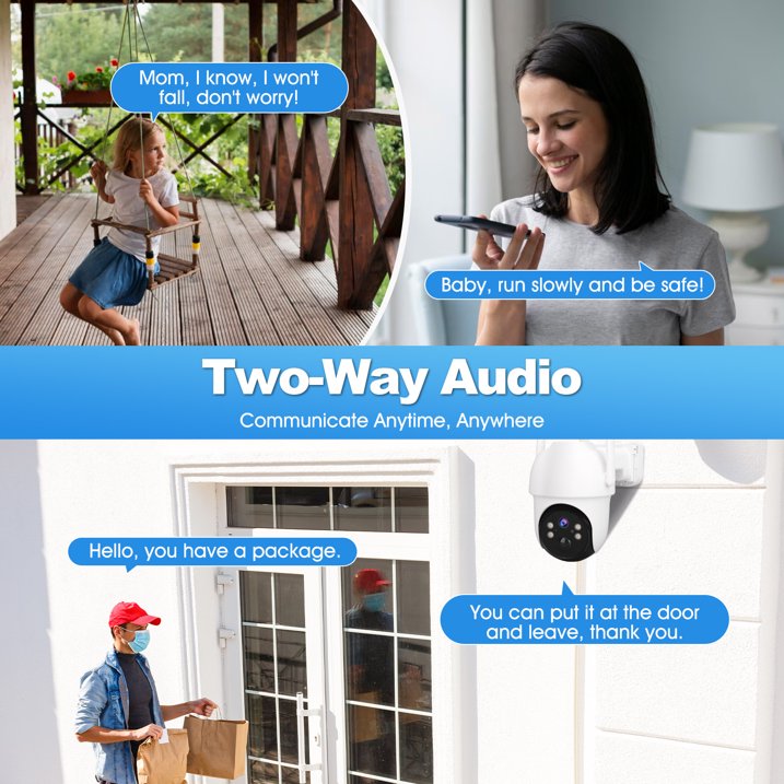 2K Solar Security Cameras Wireless Outdoor, Rechargeable Battery PTZ WiFi 4MP Camera for Home with Flashlight, PIR Motion Detection Alarm,Color Night Vision, 2-Way Talk, IP65 Waterproof, 32GB SD Card