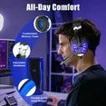 Gaming Headset for PC Laptop, Bass Surround Noise Cancelling Over Ear Headphones with Mic, Computer Headset with 3.5mm Stereo Jack & LED Light, Soft Memory Earmuffs, Blue