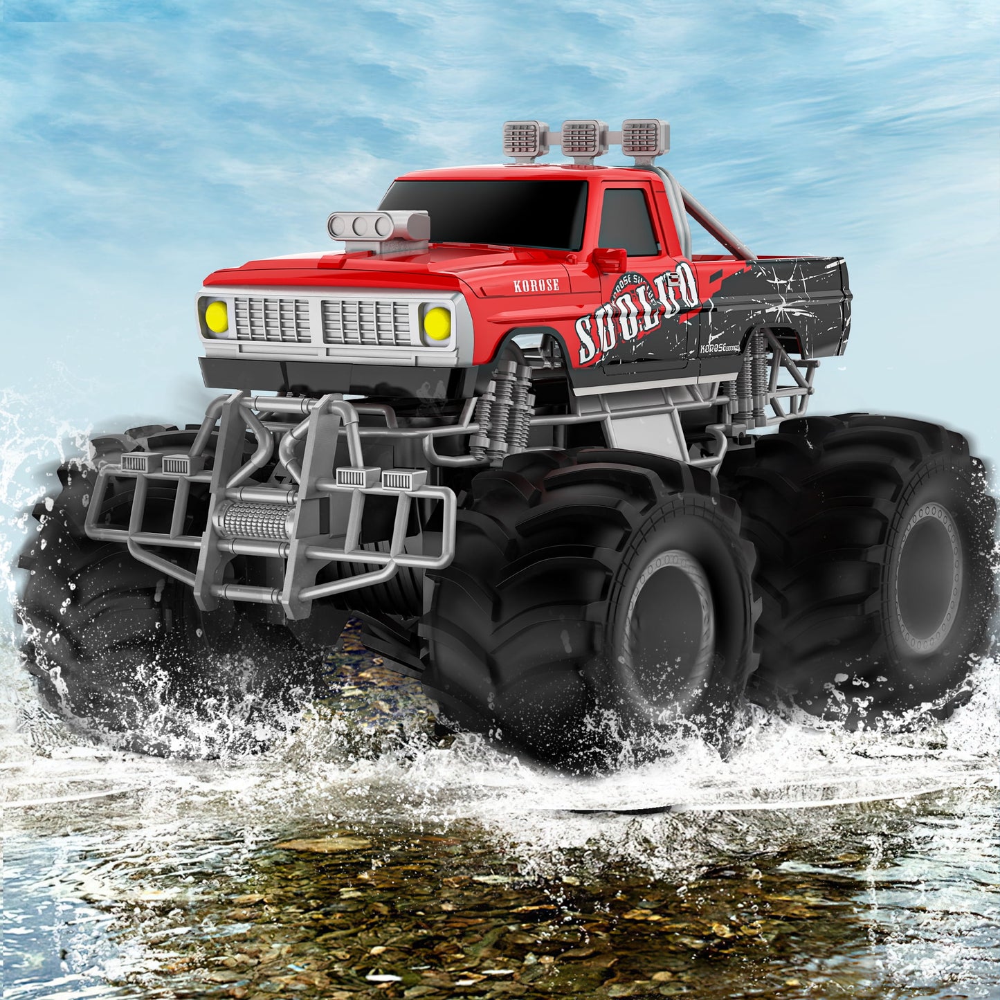 Amphibious Remote Control Car Toys for Boys Girls 2.4GHz 1:16 All Terrain Off-Road RC Car Waterproof RC Monster Truck Kids Pool Toys Remote Control Boat Gifts for Christmas