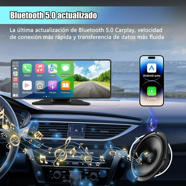 10.26" Wireless Carplay Screen for Car Portable Carplay and Android Auto Touchscreen, 4K Dash Cam, 1080P Backup Camera, GPS Navigation/Mirror Link/Voice Control/Bluetooth/Music Player/Audio Receivers