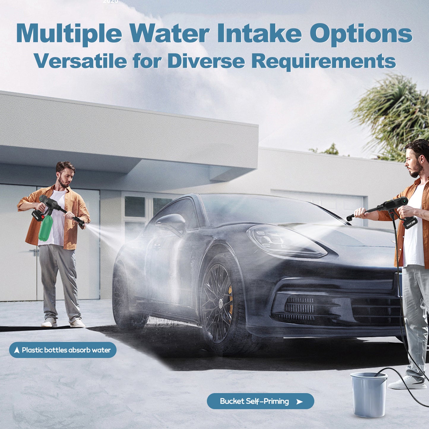1000PSI Cordless Pressure Washer, Brushless Motor Power Washer with 6-in-1 Adjustable Nozzle, 3-Speed Adjustable LCD Screen for Cars, Yard, Floor, Patio Cleaning