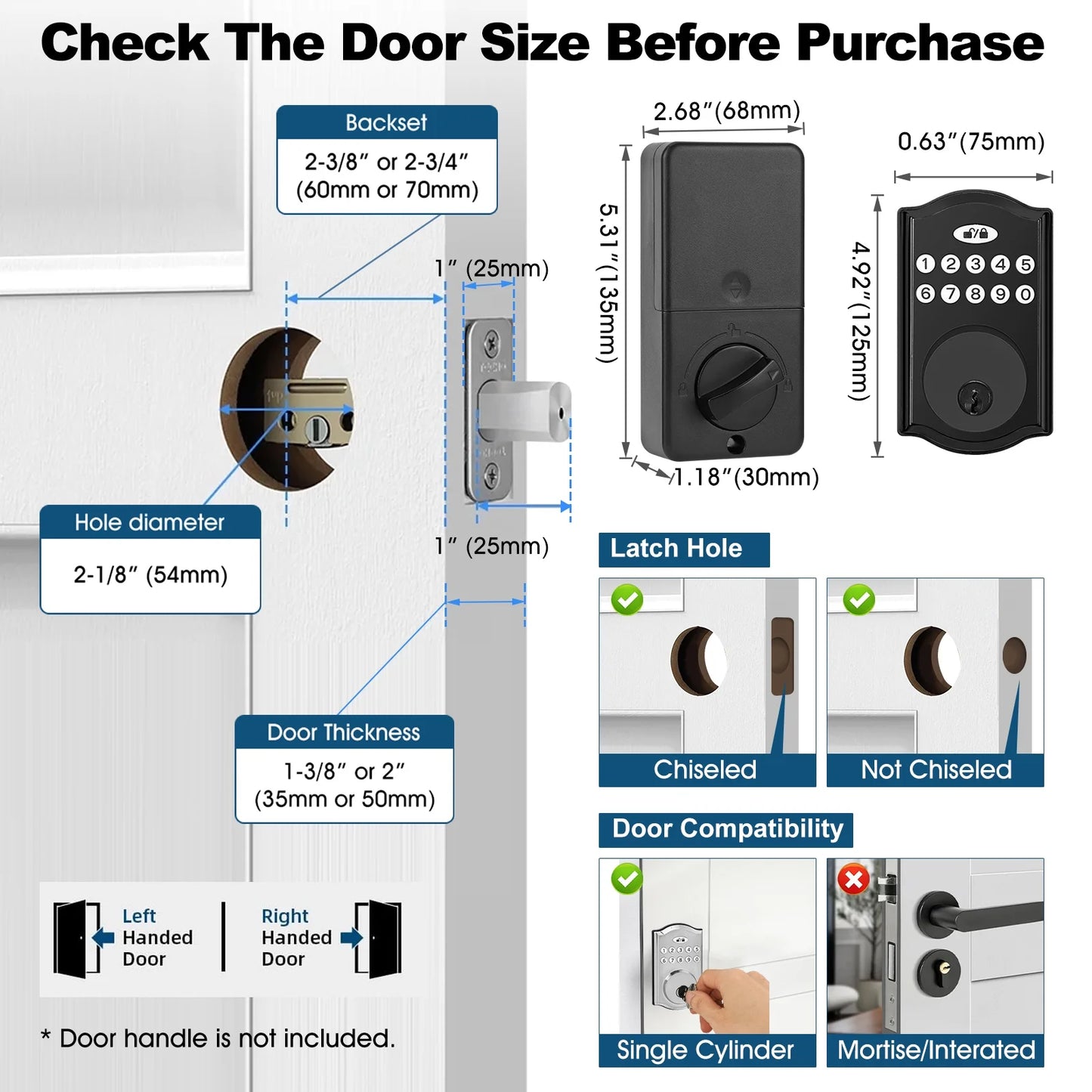 Keyless Entry Door Lock with Keypad, Smart Deadbolt Lock with Auto Lock, Customizable User Codes, Advanced Security Waterproof Smart Lock for Front Door & Home Use, Easy Installation, Matte Black