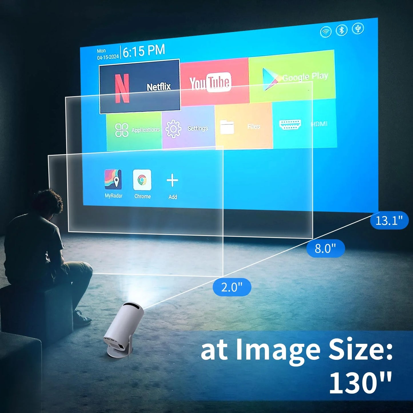 Mini Projector with WiFi and Bluetooth, 4K Outdoor Projector with 180°Adjustable Stand, Auto Keystone Movie Projector Compatible with TV Stick/IOS/Android/Laptop, Portable 1080P Full HD Proyector