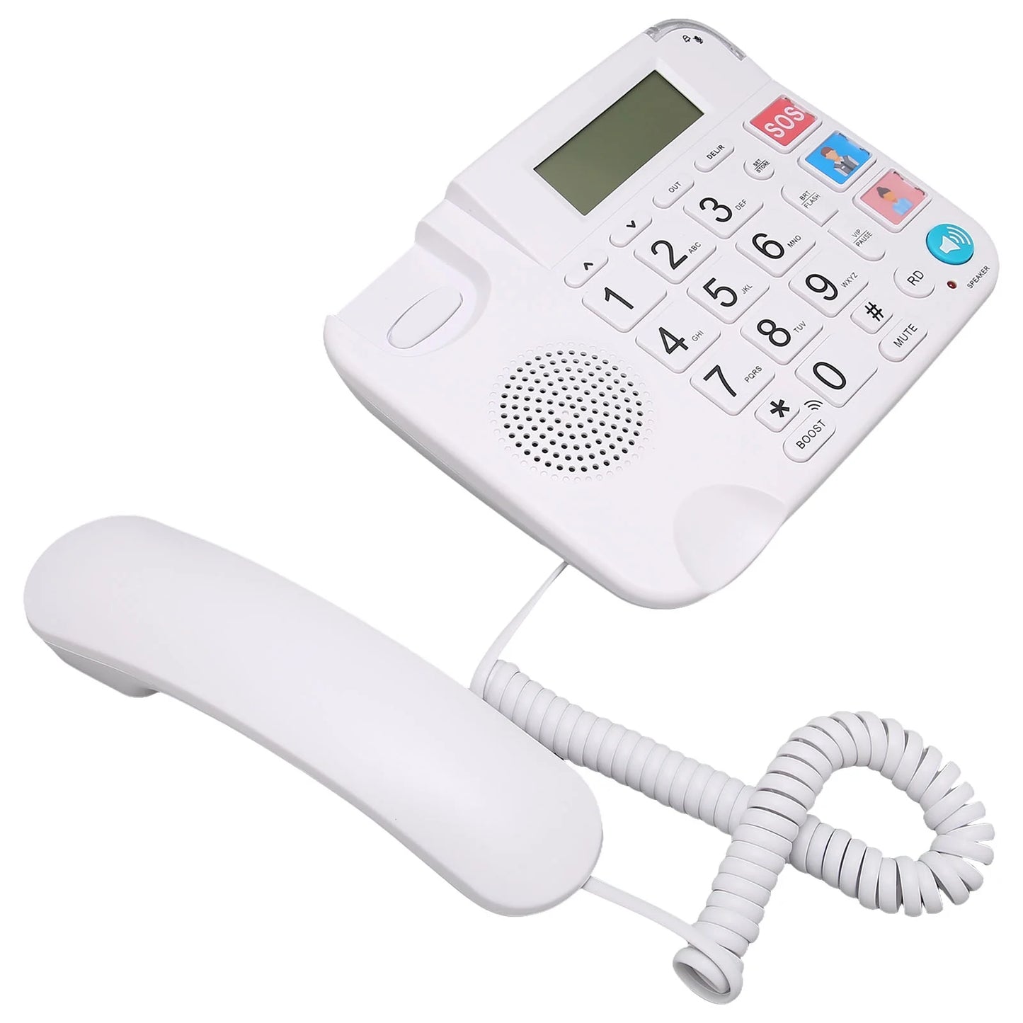 Large Key Wired Telephone, Dual Interface Wired Landline Phones with Caller ID/Hands-Free for Office, Big Button Corded Phones for Seniors, 3 Group One-Touch Dialing, Adjustable Volume & Ringing