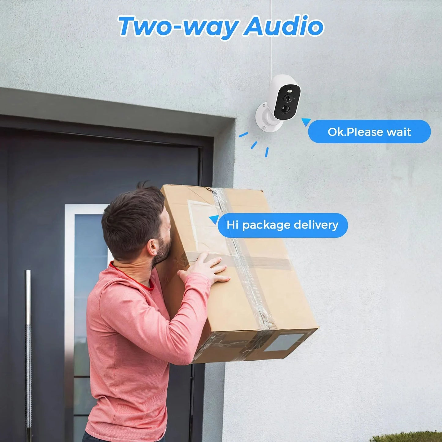 2K Security Cameras Wireless Outdoor 4MP WiFi Camera for Home Surveillance System Floodlight Color Night Vision, PIR Motion Detection,Live Talk,IP65 Waterproof, Comes with 64GB SD Card/Cl-oud Storage
