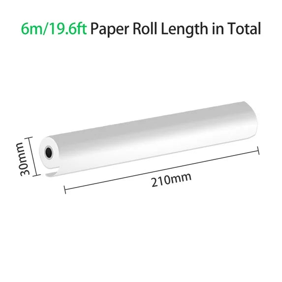 5 Rolls Thermal Paper (210mm/8.27" width/6m long, Φ1.18") Widely Compatible with Portable Thermal Printers, Quick-Dry A4 Thermal Printer Paper for Documents Picture Homework, 20 Sheets/Roll