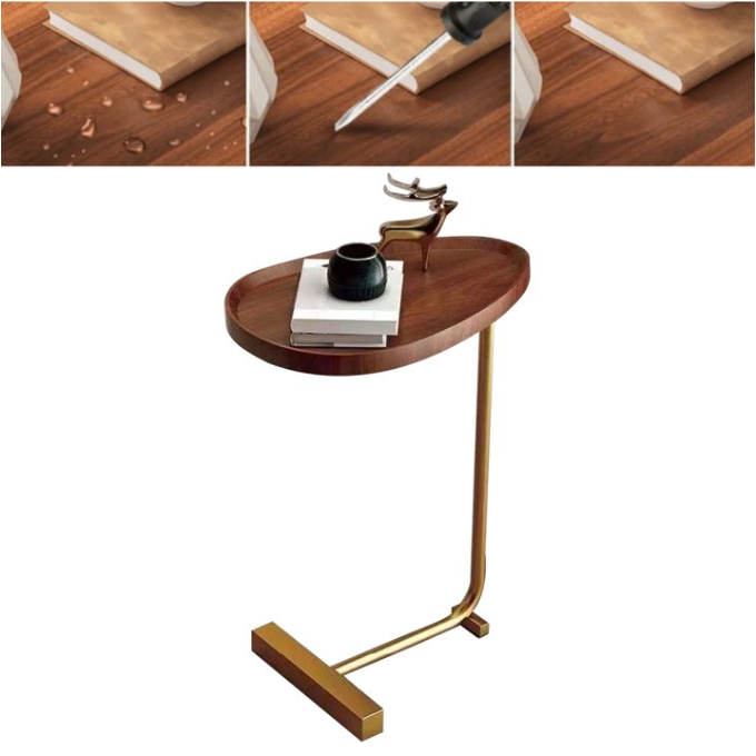 C Shaped End Table, Side Table for Sofa and Bed, 24.4 inches High for Couch Slide Under, Pallet Model