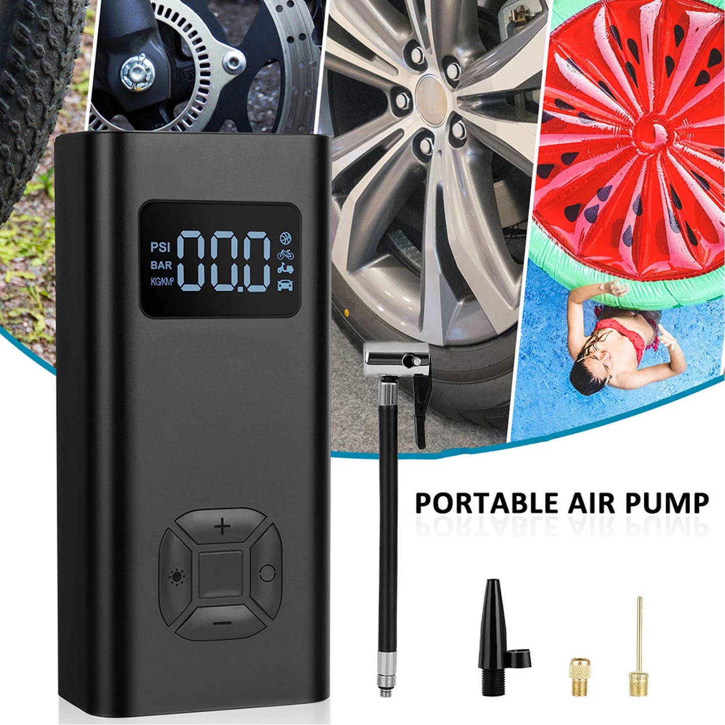 Cordless Tire Inflator, 150 Psi Digital Pressure Gauge, 6500mAh Rechagable Battery & LED Light Suitable