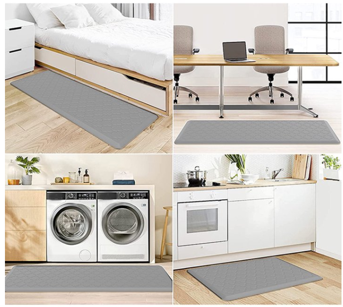 2pcs Kitchen Mat Anti Fatigue Comfortable Kitchen Cushioned Foam Rugs Ergonomic Comfort Standing Pad for Home Light Gray
