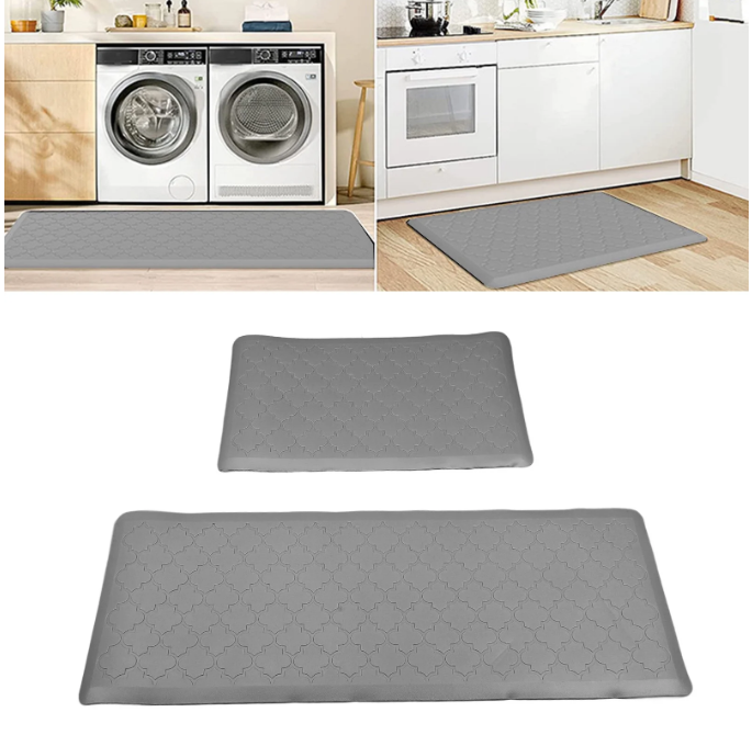 2pcs Kitchen Mat Anti Fatigue Comfortable Kitchen Cushioned Foam Rugs Ergonomic Comfort Standing Pad for Home Light Gray
