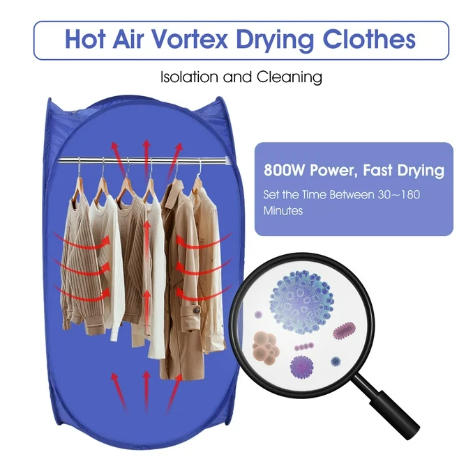 Electric Clothes Dryer Drying Machine Mini Air Clothes Dryer Fast Folding Drying Machine Bag Box with Heater Electric Laundry Drying Rack