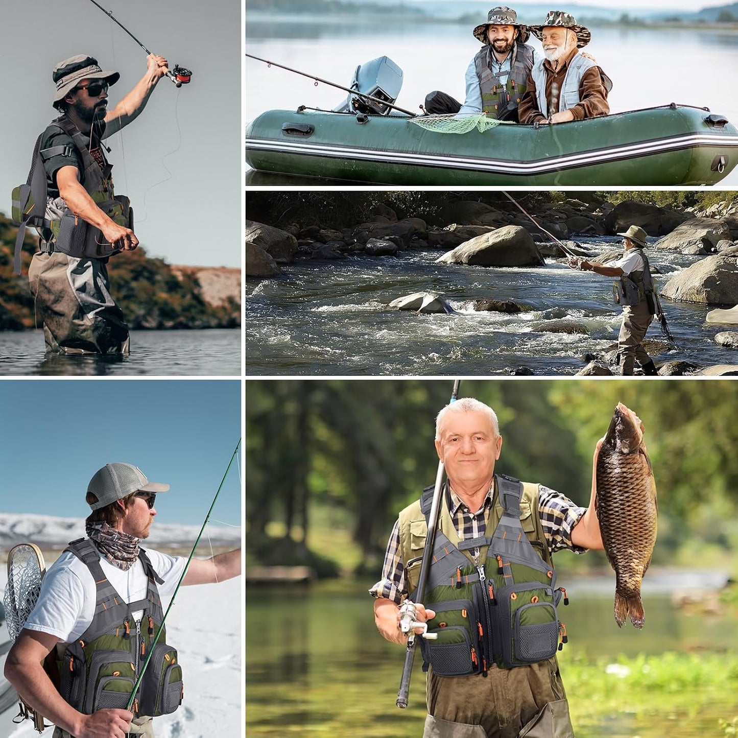 Fly Fishing Vest for Men Women, Comfortable Adjustable Fishing Vest with Multi-Pockets Reflective Stripes, Lightweight and Durable Unisex Strap Fishing Vest Pack, for Fly Bass Fishing