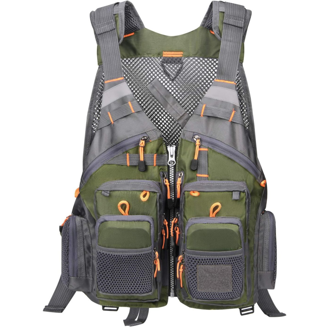 Fly Fishing Vest for Men Women, Comfortable Adjustable Fishing Vest with Multi-Pockets Reflective Stripes, Lightweight and Durable Unisex Strap Fishing Vest Pack, for Fly Bass Fishing
