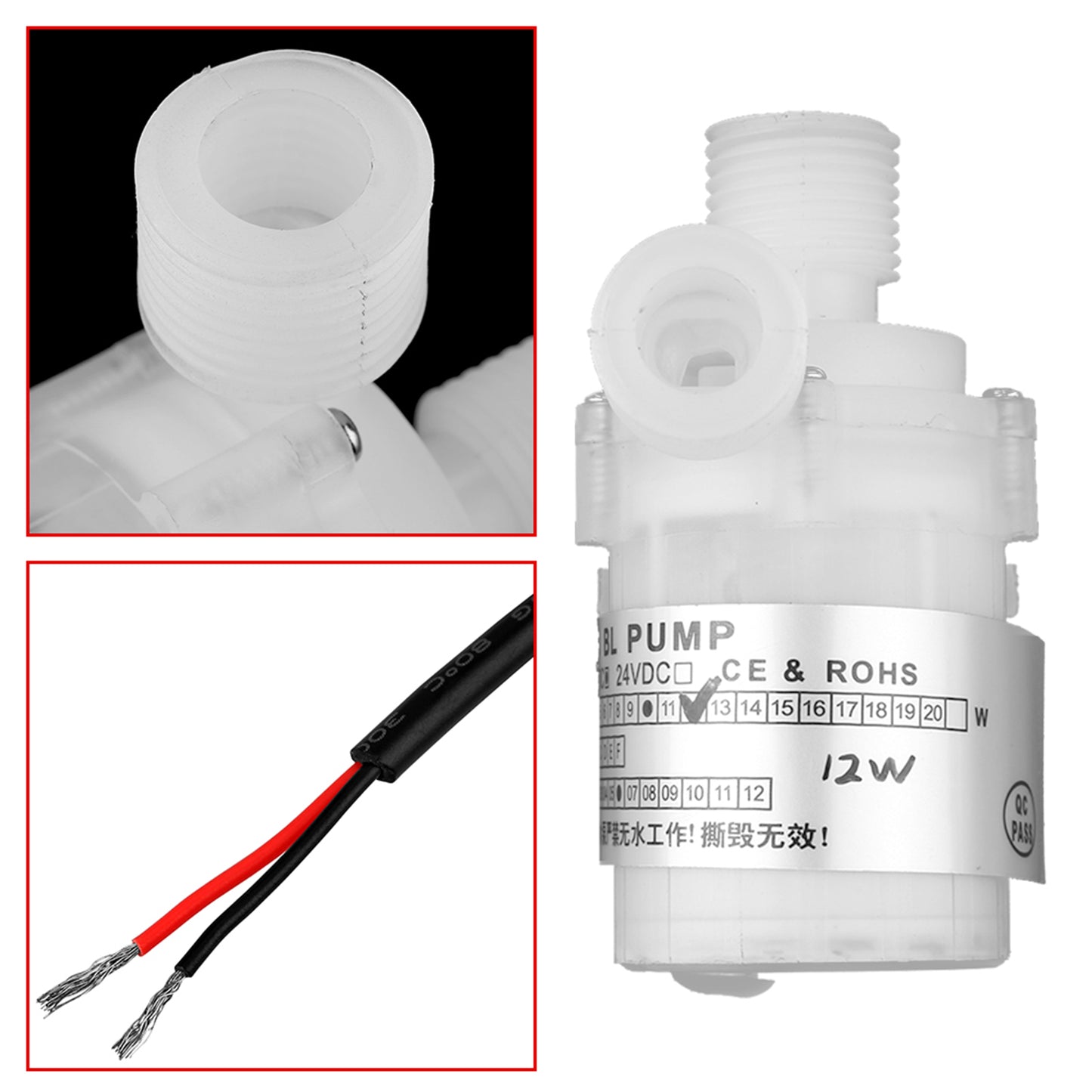 Submersible Pump Ultra Quiet Mini DC 12V 12W White Food Grade Brushless Submersible Water Pump 3.5m Lift Head
