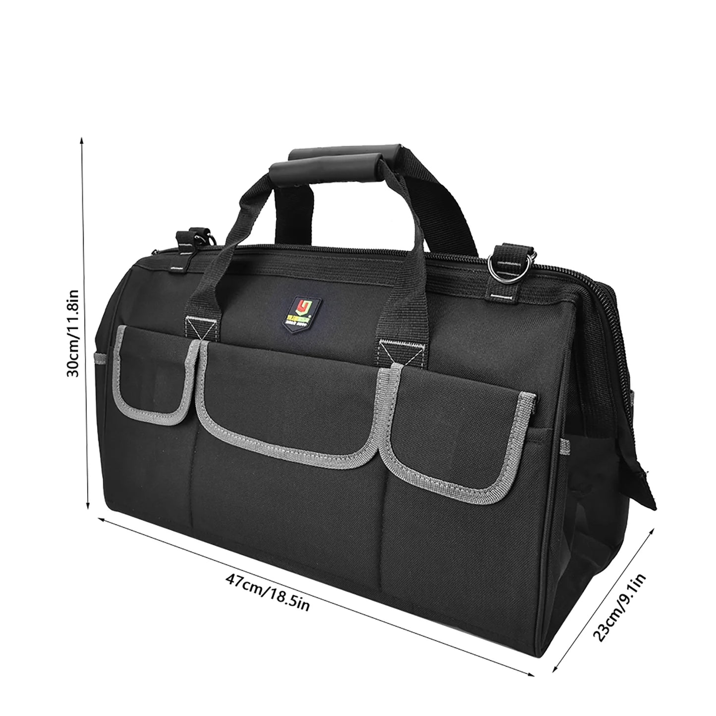 19 Inch Tool Bag, Shoulder Straps Large Water Proof Tote Bag For Tool Storage
