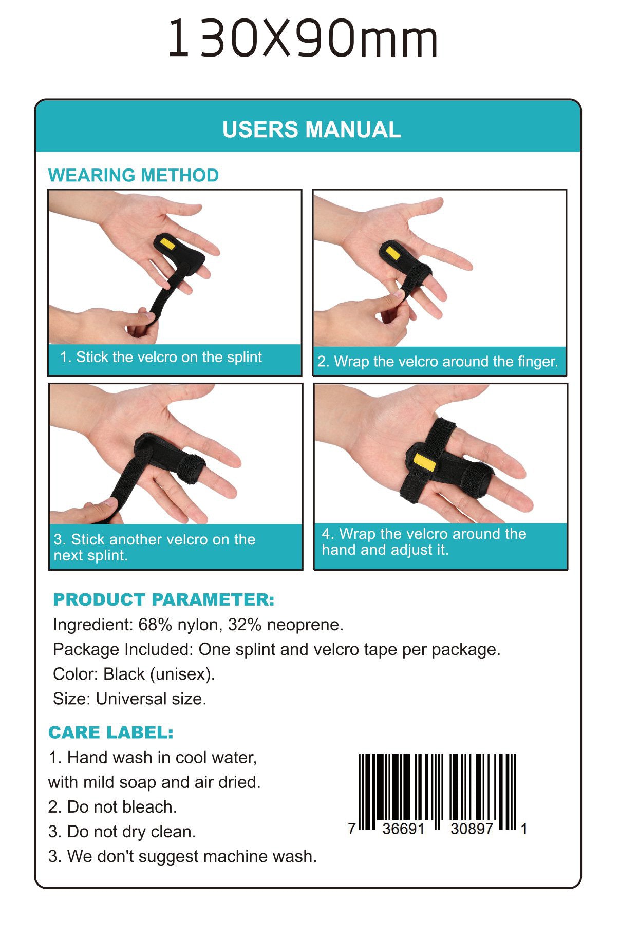 Hilitand Trigger Finger Splint, Adjustable Finger Brace with Hook&Loop Tape for Straightening Curved,hand splint
