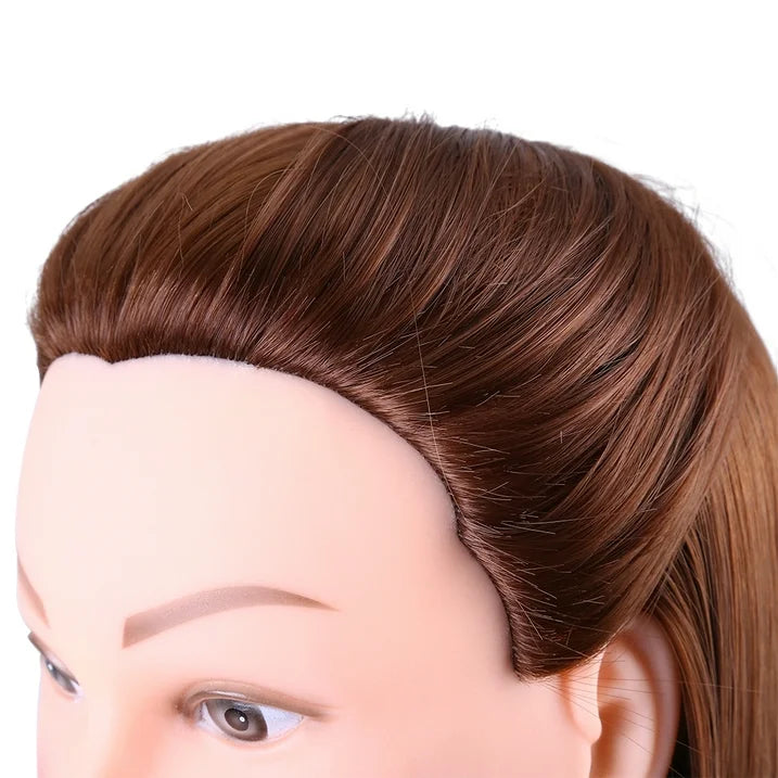24" Mannequin Head Hair Styling Training Head Manikin Cosmetology Doll Head Synthetic Fiber Hair (Table Clamp Stand Included)