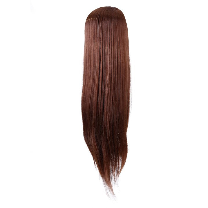 Synthetic Fiber Hair 24" Mannequin Head Hairdresser Training Head Manikin Cosmetology Doll Head with Table Clamp Holder