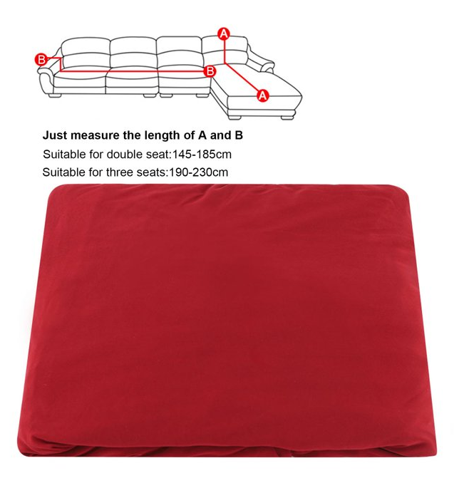 Fyydes 3+2 Seat Corner Sofa Cover L Shape Slipcover Protector For Living Room Wine Red