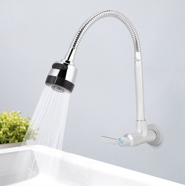 Fyydes Kitchen Faucet Single Cold Water 360° Rotatable Wall Mount Faucet