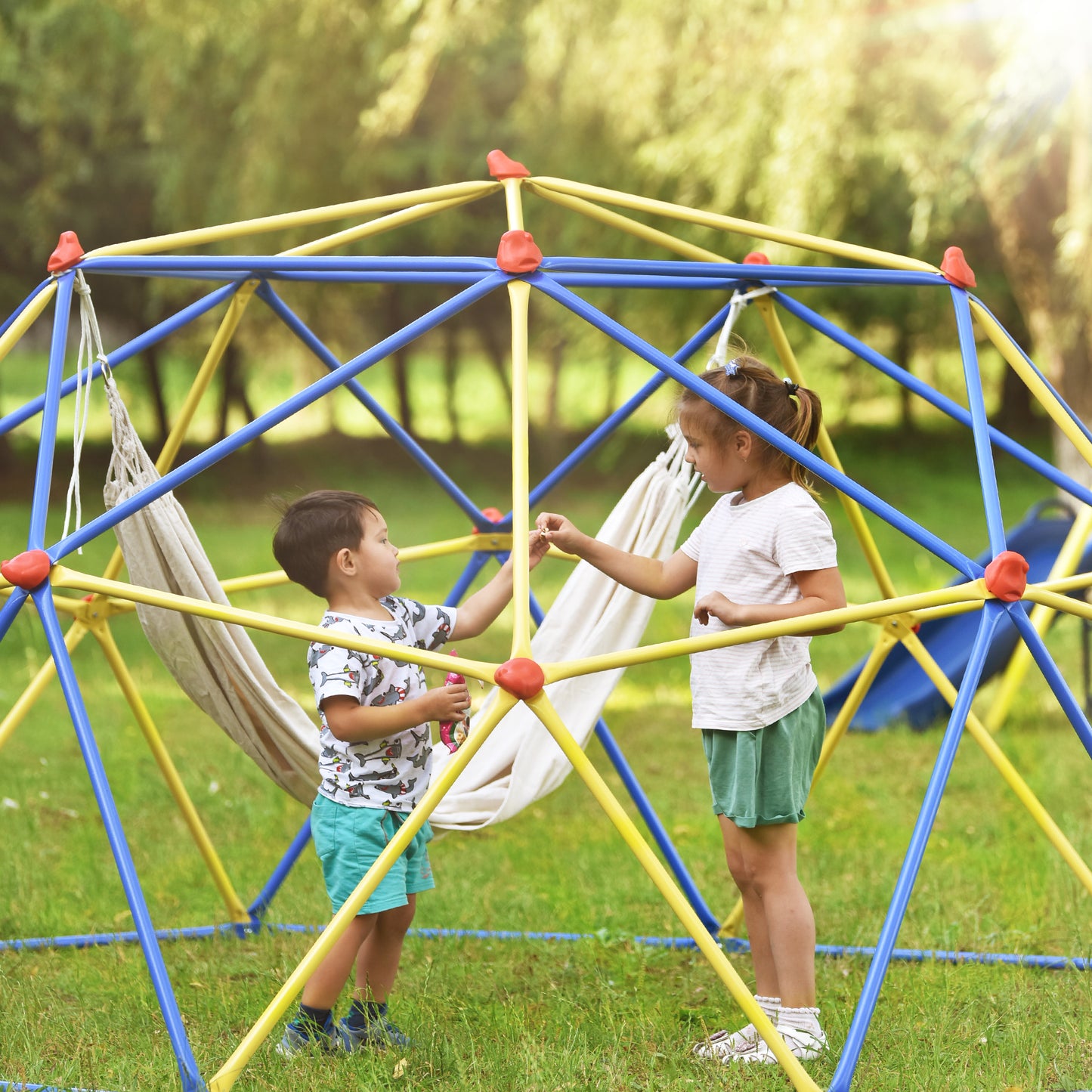 Kids Climbing Dome - 10 ft Geometric Playground Dome Climber Play Center with Rust & UV Resistant Steel, Supporting 1000 LBS