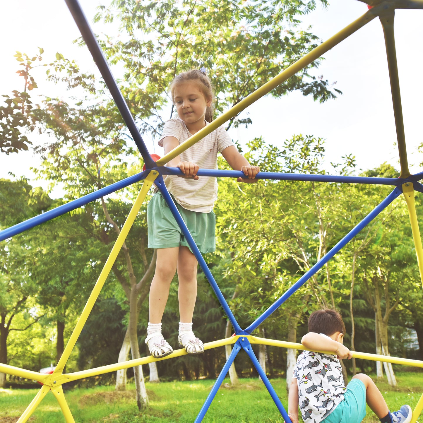 Kids Climbing Dome - 10 ft Geometric Playground Dome Climber Play Center with Rust & UV Resistant Steel, Supporting 1000 LBS