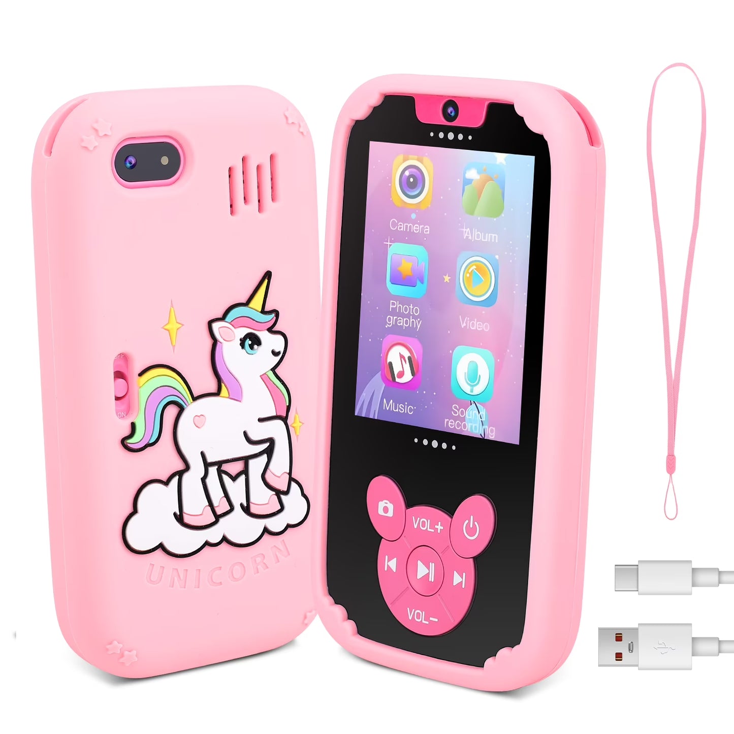Kids Smart Phone Toys for Girls Ages 3-7 with Dual Camera, 2.8" Touchscreen Toddler Phone with Learning Games, Video Player Travel Toys with MP3 Music Player for Christmas Birthday Gifts, Pink
