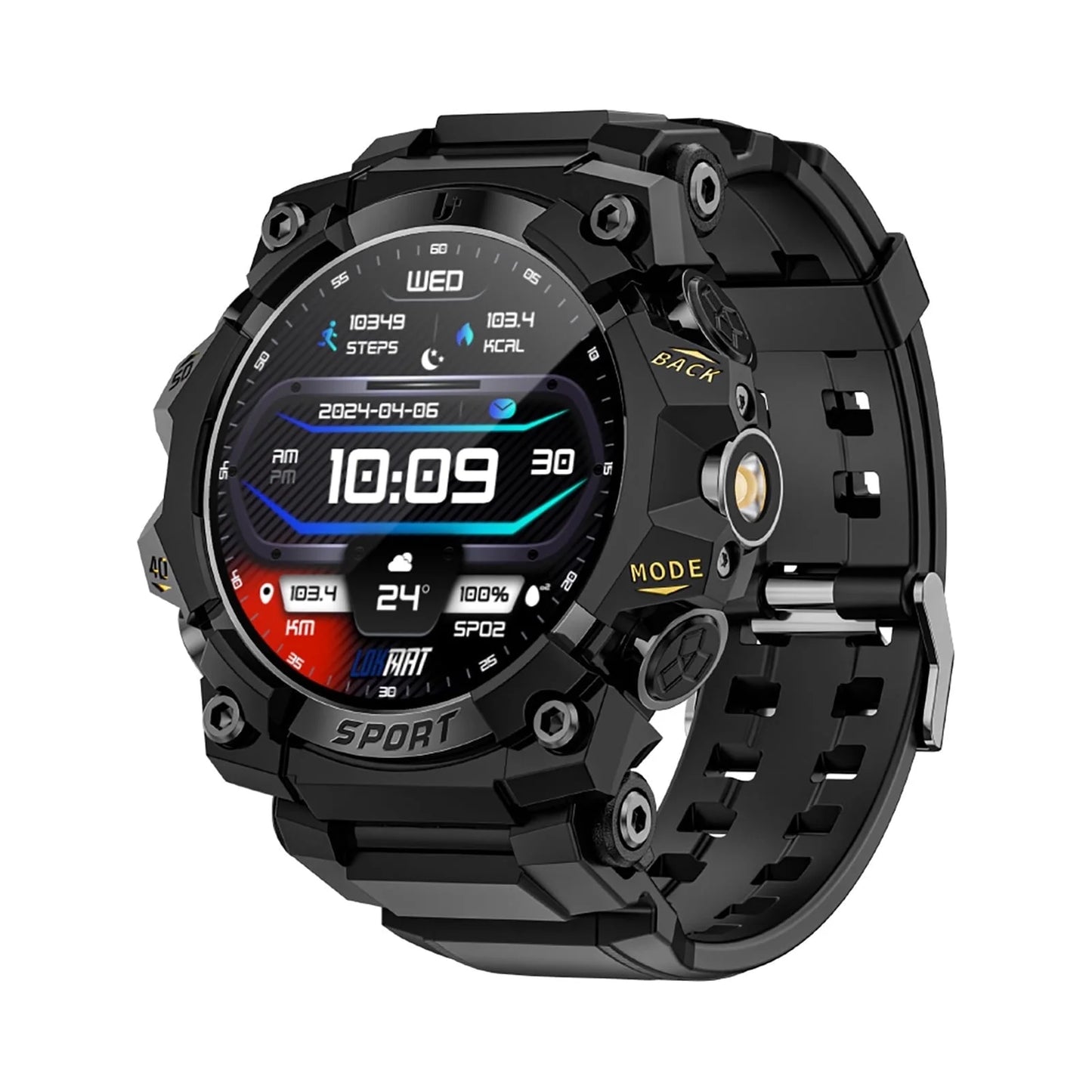Military Smart Watch for Men with Flashlight, 1.39'' Outdoor Sports Rugged Smartwatch Answer/Make Call, 100+ Sports Modes IP68 Waterproof Fitness Tracker Fits for Android and iPhone, Black