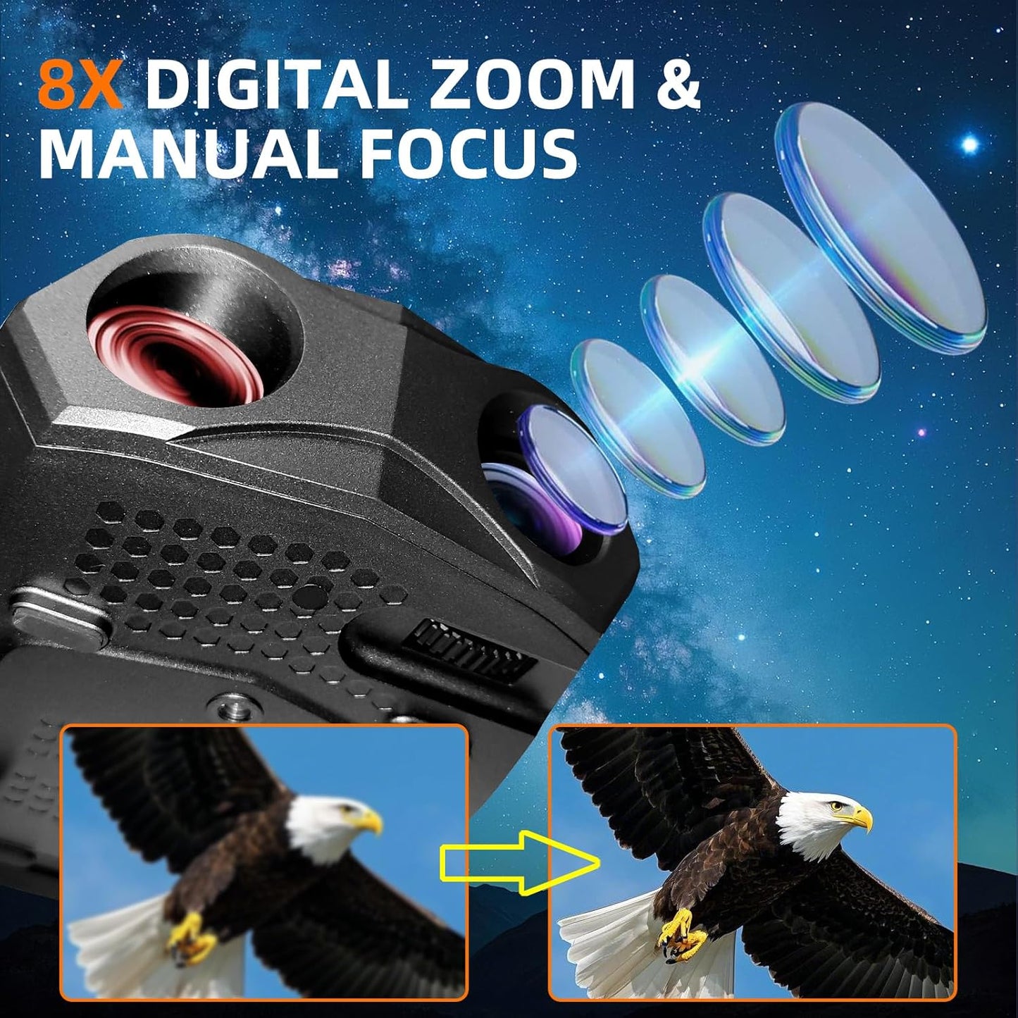 Night Vision Binoculars for Adults, 4K Infrared Night Vision Goggles, 2000ft Range 40MP Hunting Binoculars with Compass,32GB TF Card,5000mAh Battery,3"HD Screen, 8X Zoom for Camping Security Outdoors