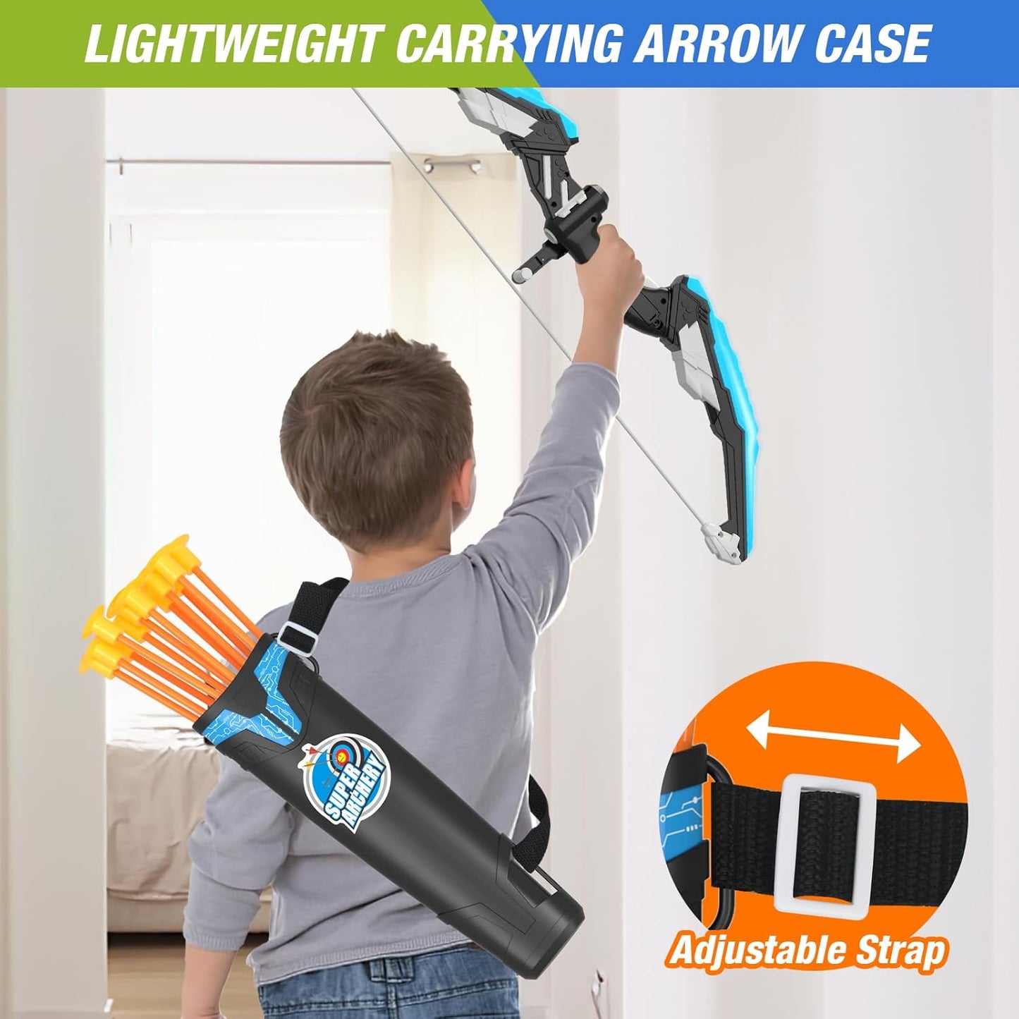 2 Pack Bow and Arrow Set Toy for Kids Boys Girs 3-12 Years Old, Archery Targets Archery Toy Set for Boys with LED Lights Target & Quiver Outdoor Toys for Kids Boys Girls