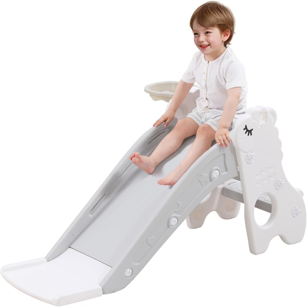 3 in 1 Slide for Kids Folding Toddler Slide Set with Climber, Basketball Hoop, Ball, Freestanding Slide for Toddler Playground Slide Climber Playset, Indoor Outdoor Toys for Kids Toddler Boys Girls