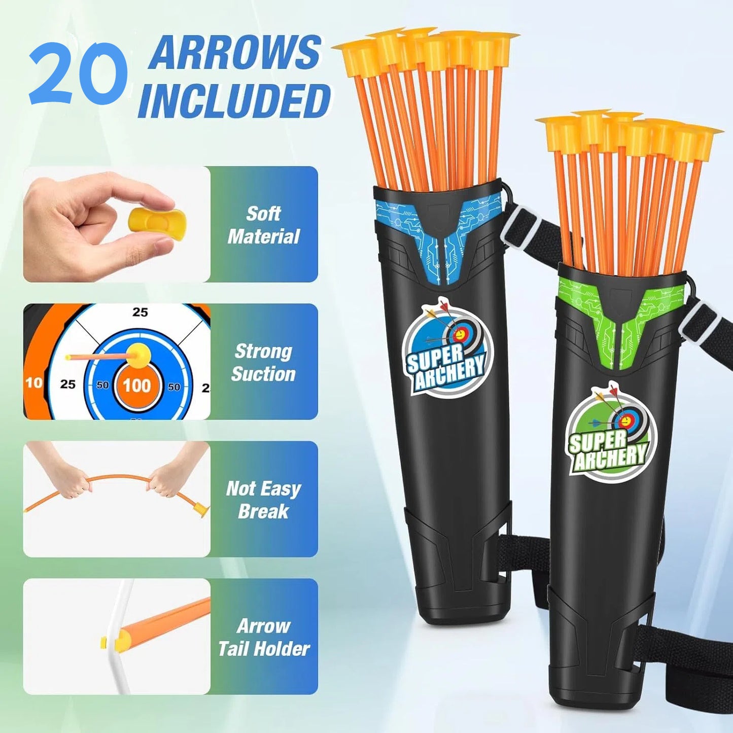 2 Pack Bow and Arrow Set Toy for Kids Boys Girs 3-12 Years Old, Archery Targets Archery Toy Set for Boys with LED Lights Target & Quiver Outdoor Toys for Kids Boys Girls