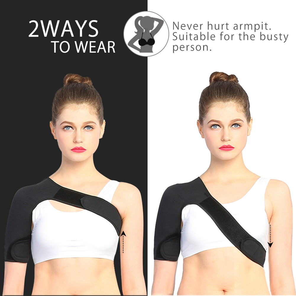 Right Shoulder Brace Adjustable Neoprene Shoulder and Arm Wrap Belt Band to Alleviate Dislocated AC Joint Pain Shoulder Compression wrap for Men and Women