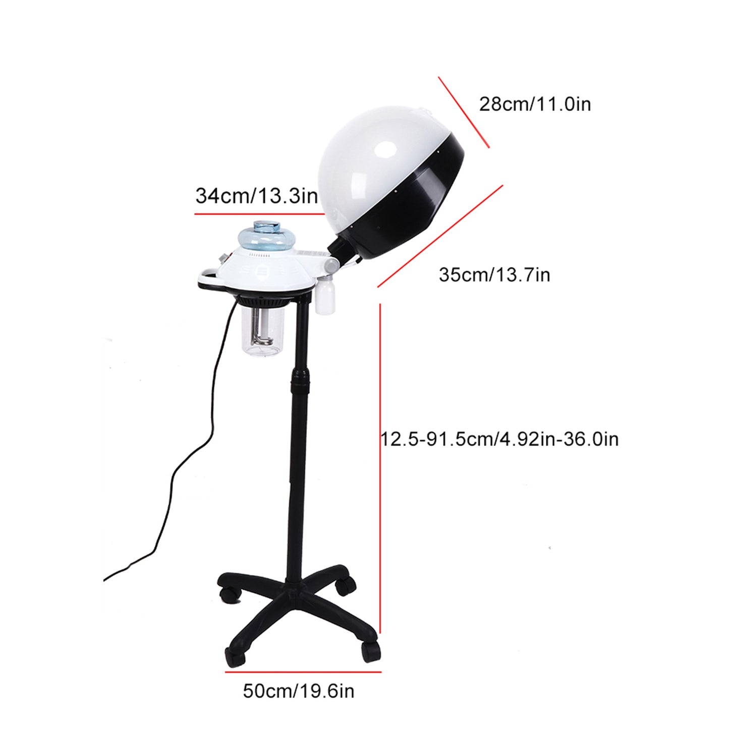 Hair Steamer, Adjustable Hooded Hair Steamer Rolling Floor Standing Beauty Salon Equipment Professional