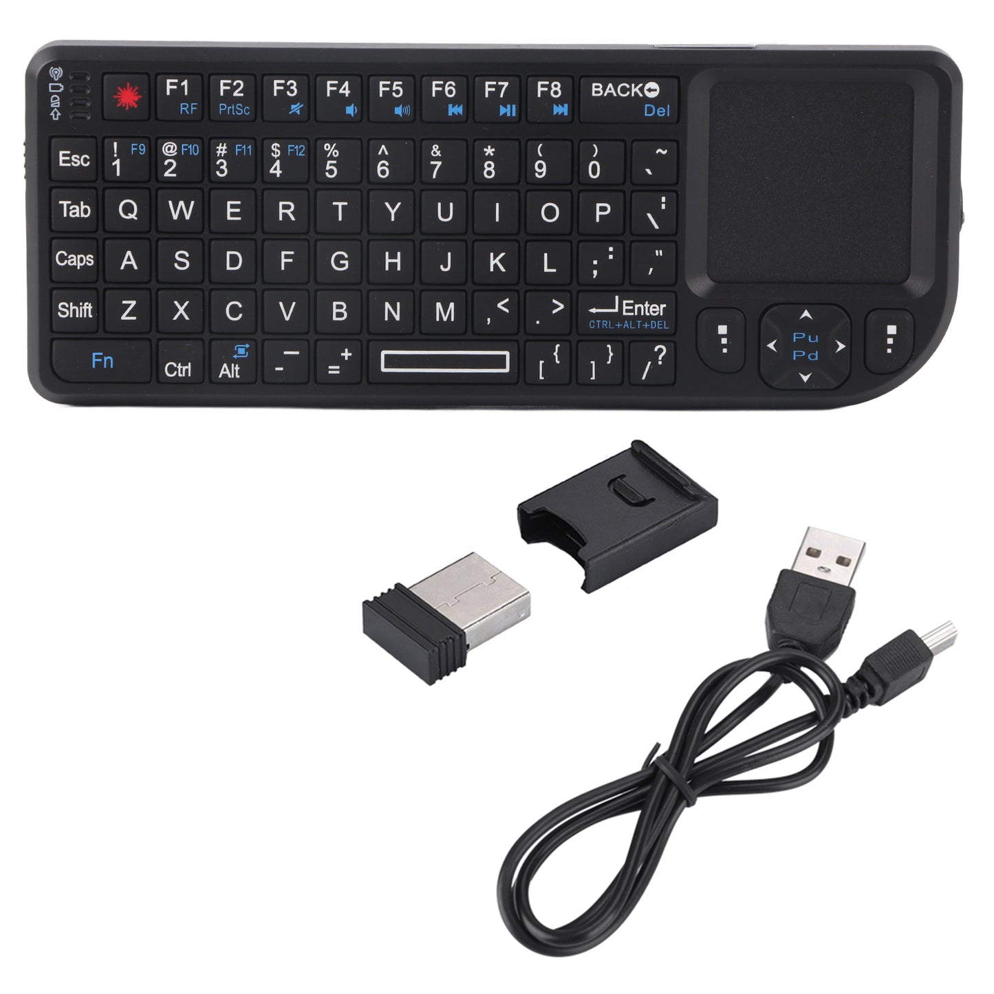Mini Wireless Keyboard with Touchpad, Rechargeable Ultra Portable Bluetooth Keyboard and Mouse, Backlit Keyboard for HTPC, for PS3/4, Smartphones, PC, Tablet, TV Box, Windows, Black