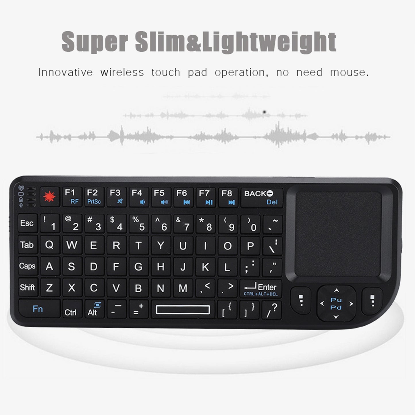 Mini Wireless Keyboard with Touchpad, Rechargeable Ultra Portable Bluetooth Keyboard and Mouse, Backlit Keyboard for HTPC, for PS3/4, Smartphones, PC, Tablet, TV Box, Windows, Black